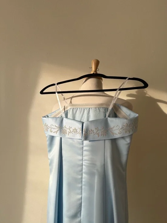 Vintage 90s Fairweather Strapless Blue Gown | Cinderella Bridesmaid Prom Dress - Picture 13 of 13